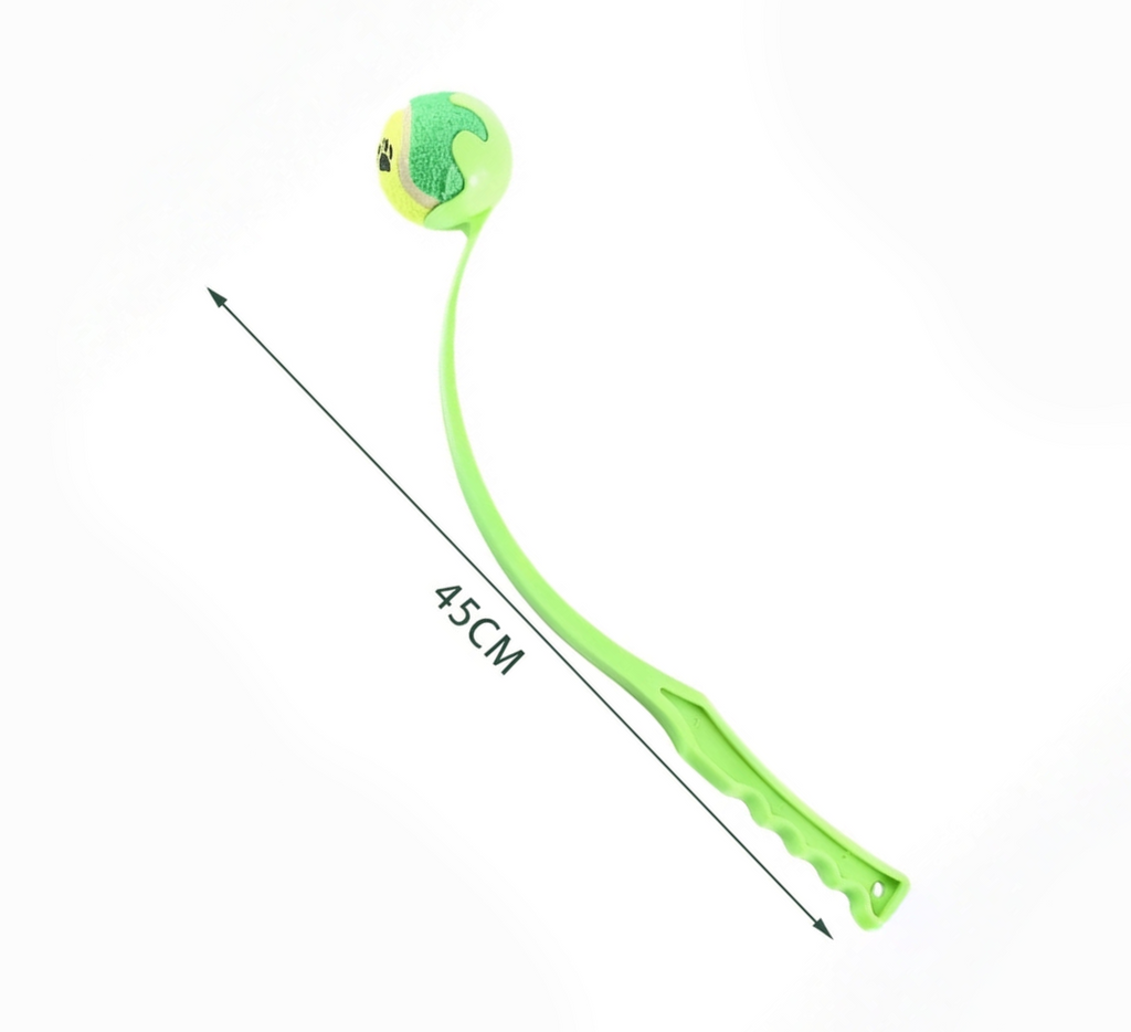 Dog Ball Launcher Throwing Toy – 45cm Outdoor Fetch & Training Stick with Tennis Ball