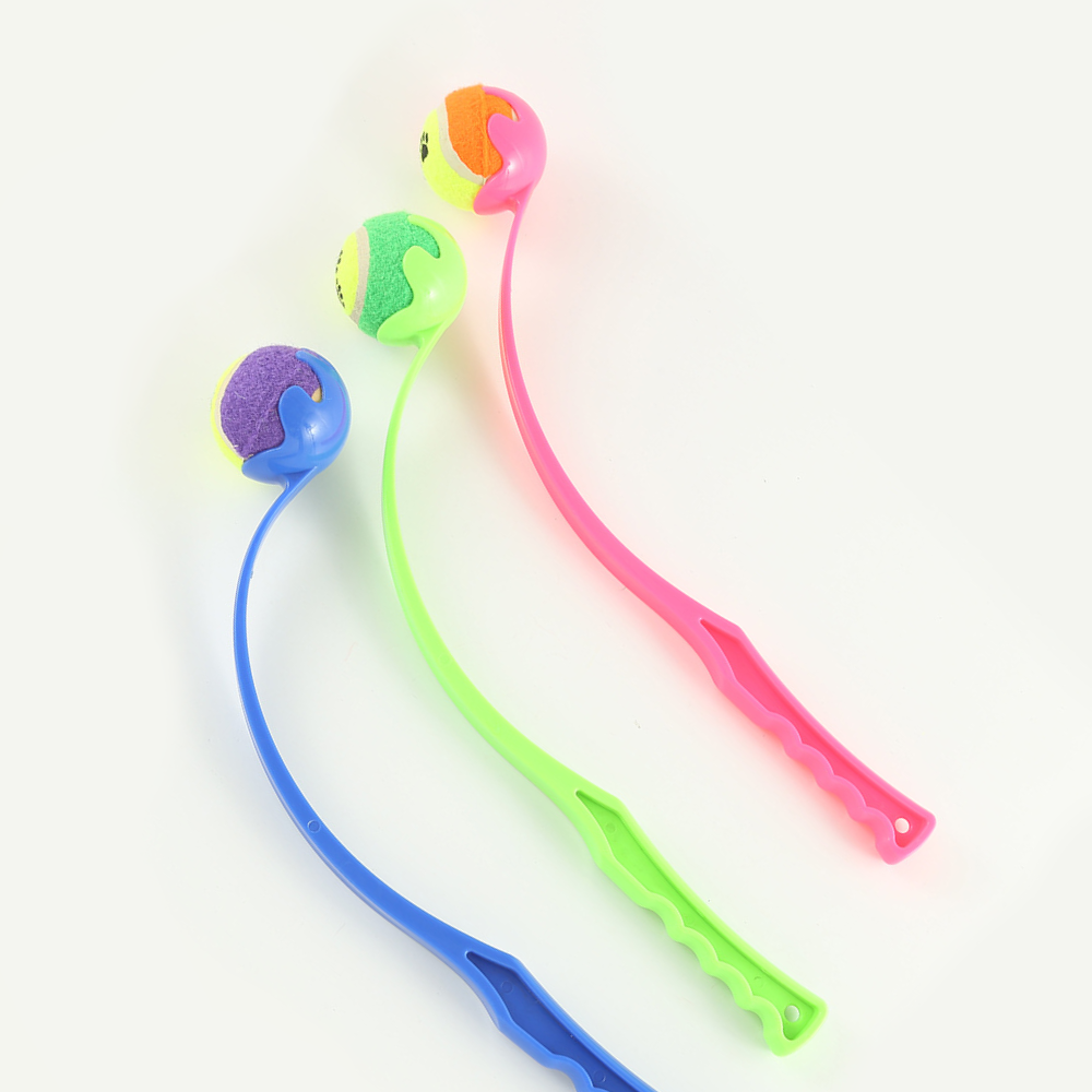 Dog Ball Launcher Throwing Toy – 45cm Outdoor Fetch & Training Stick with Tennis Ball