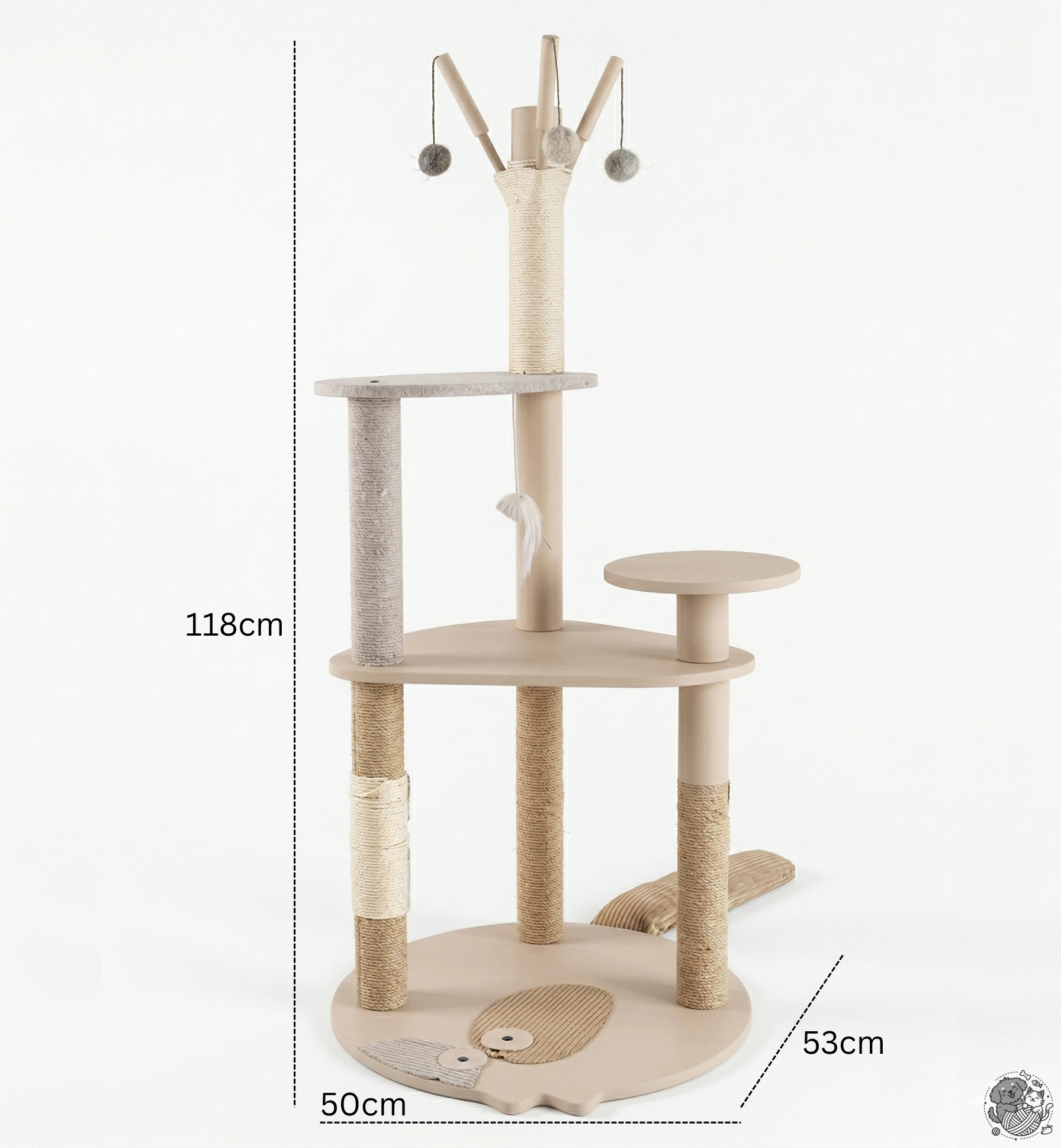 46" & 57” Luxury Real Wood Branch Cat Tree – Aesthetic Multi-Level Cat Tower with Cloud Beds & Heavy-Duty Base for Large Cats & Maine Coons