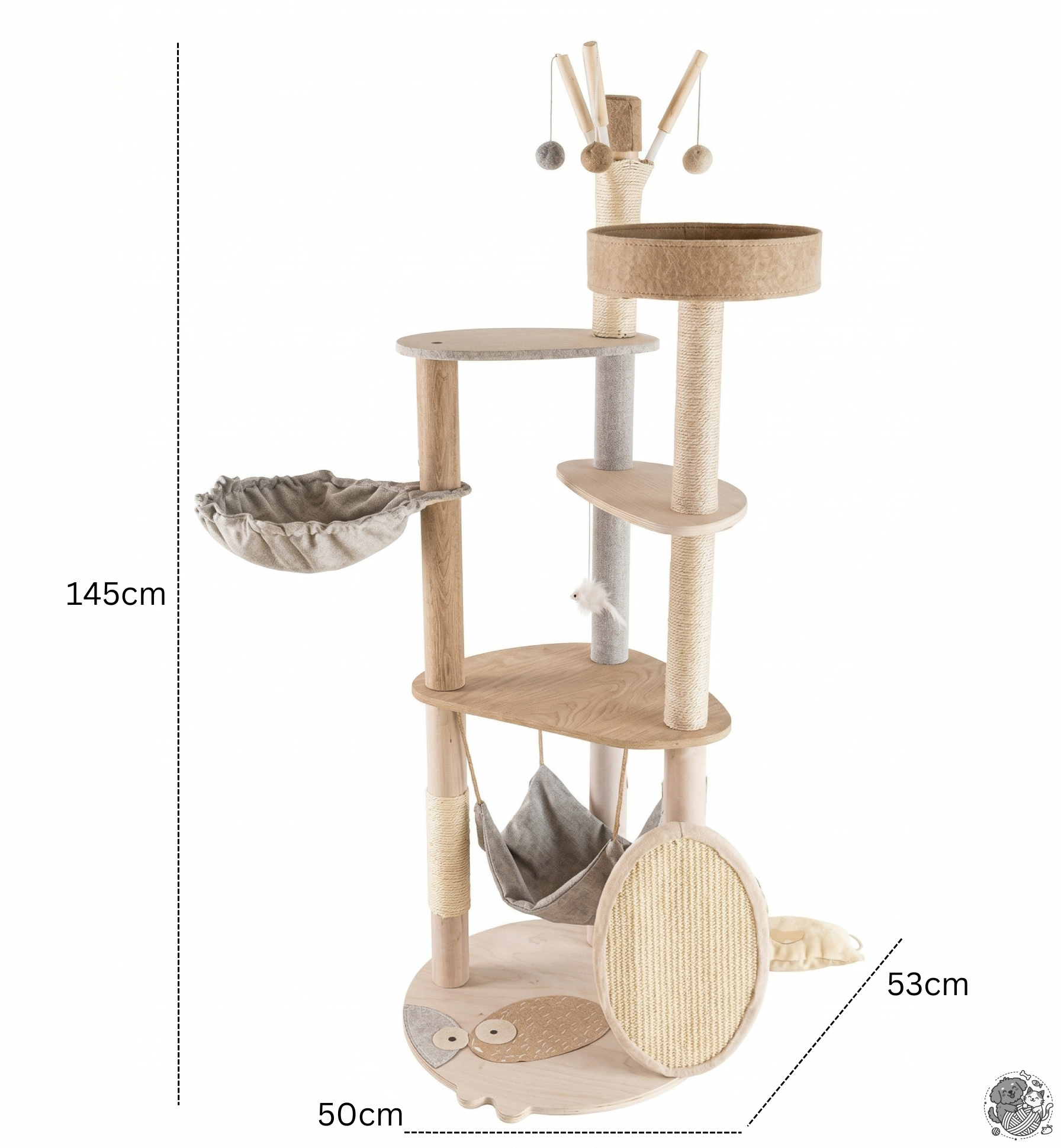 46" & 57” Luxury Real Wood Branch Cat Tree – Aesthetic Multi-Level Cat Tower with Cloud Beds & Heavy-Duty Base for Large Cats & Maine Coons