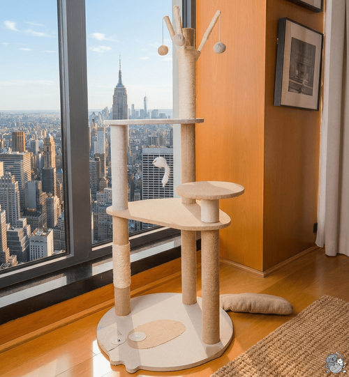 46" & 57” Luxury Real Wood Branch Cat Tree – Aesthetic Multi-Level Cat Tower with Cloud Beds & Heavy-Duty Base for Large Cats & Maine Coons