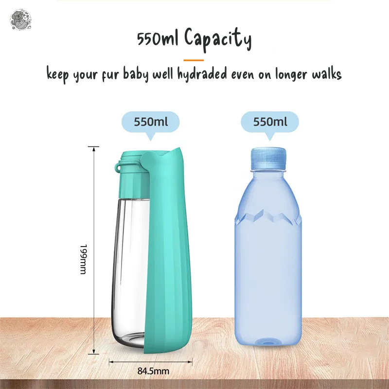 Portable Dog Water Bottle, 550ml (19oz) Foldable Pet Water Dispenser, Leak Proof Travel Dog Bowl for Walking, Hiking, and Outdoor Adventures – BPA Free, One-Handed Operation